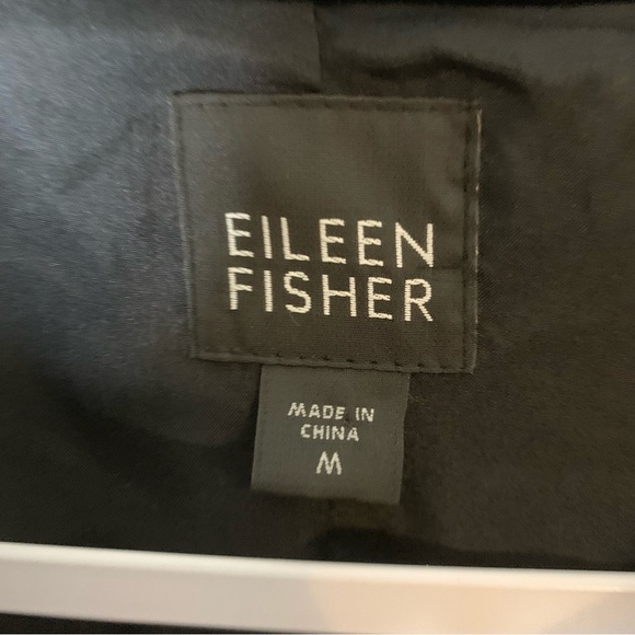 Eileen fisher Womens black velvet silk lined open midi cardigan pockets M - Picture 6 of 8